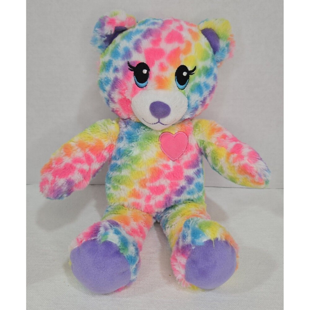 BAB Secret Diary Bear BUILD-A-BEAR WORKSHOP RECORDABLE Rainbow Heart Fur 12”